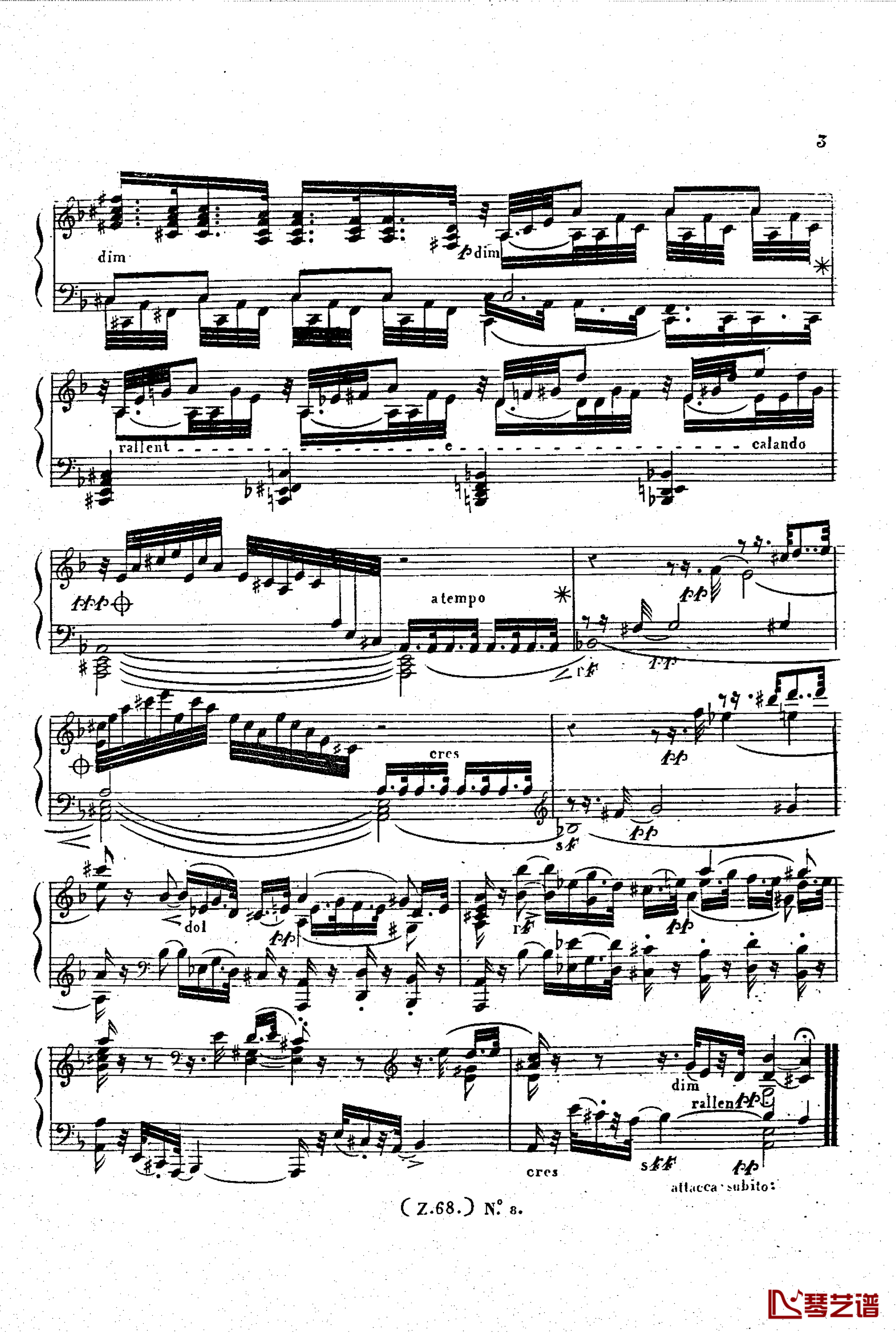  d小调第六钢琴奏鸣曲 Op.124钢琴谱-车尔尼-Czerny