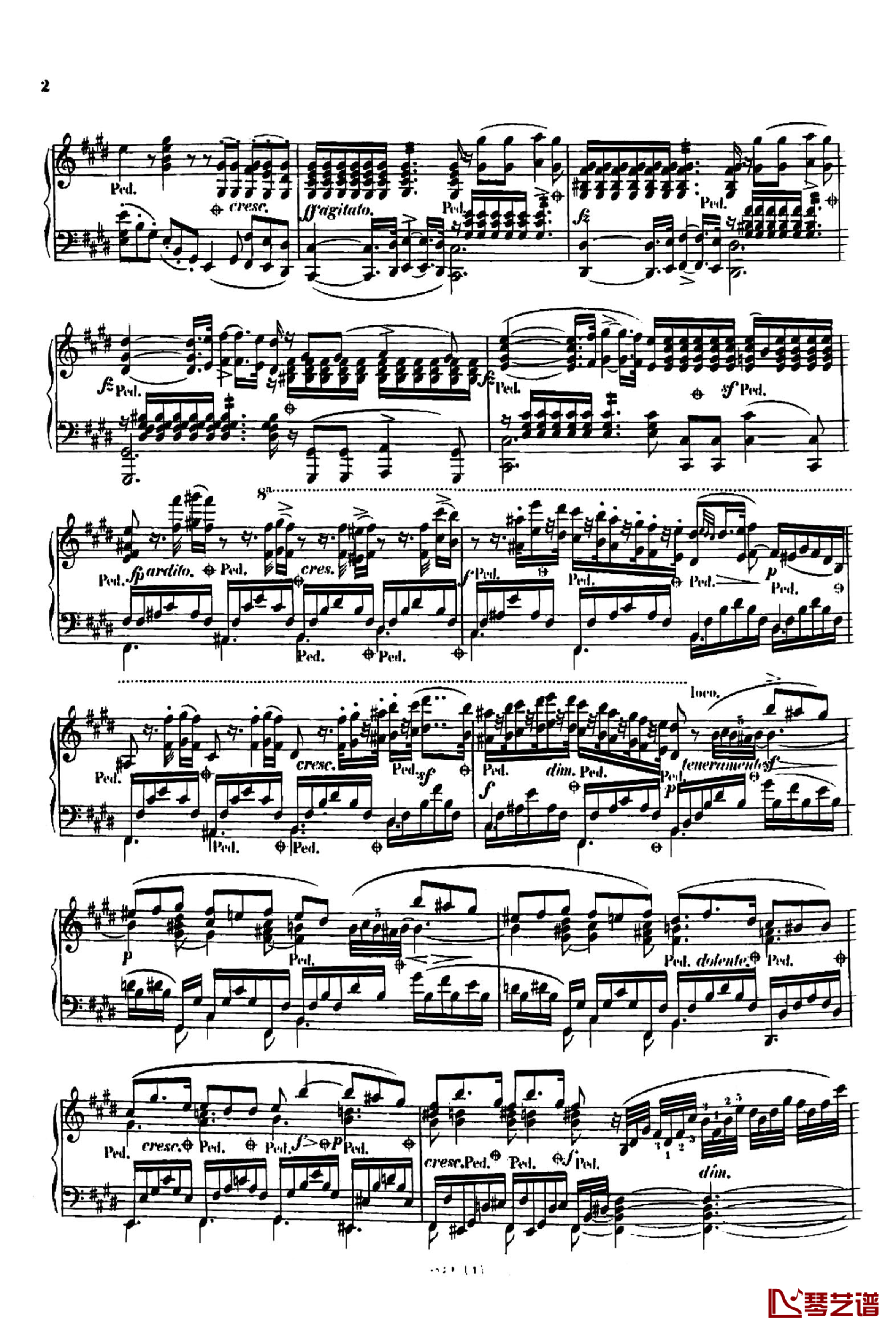 E大调夜曲Op.604No.1钢琴谱-斯甘巴蒂-车尔尼- 敬意